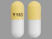 Celecoxib: This is a Capsule imprinted with Y183 on the front, nothing on the back.