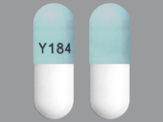 This is a Capsule imprinted with Y184 on the front, nothing on the back.