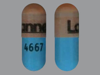 This is a Capsule imprinted with Lannett on the front, 4667 on the back.