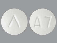 This is a white round Tablet imprinted with logo on the front, A7 on the back, and is manufactured by ADVAGEN PHARMA.