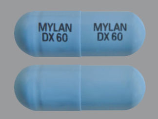 This is a Capsule Dr Biphasic imprinted with MYLAN  DX 60 on the front, MYLAN  DX 60 on the back.