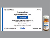 Phytonadione: Esto es un Vial imprimido con nada en la parte delantera, nada en la parte posterior, y es fabricado por None.