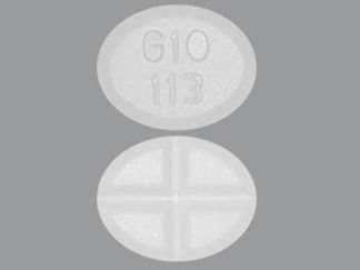 This is a Tablet imprinted with G10  113 on the front, nothing on the back.