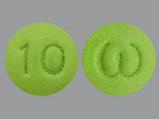 This is a Tablet imprinted with 10 on the front, logo on the back.