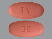 Erythromycin: Esto es un Tableta rosado oval imprimido con TV en la parte delantera, 3E en la parte posterior, y es fabricado por TEVA USA.
