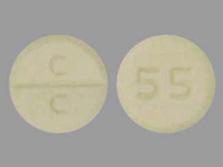 This is a Tablet imprinted with C C on the front, 55 on the back.