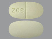 Tinidazole: This is a Tablet imprinted with 208 on the front, nothing on the back.