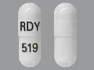 This is a Capsule imprinted with RDY on the front, 519 on the back.