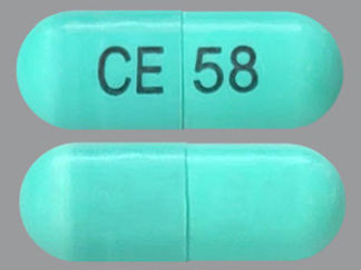 This is a Capsule imprinted with CE on the front, 58 on the back.