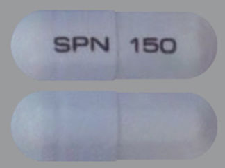 This is a Capsule Er 24 Hr imprinted with SPN on the front, 150 on the back.