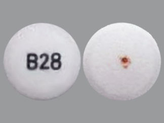 This is a Tablet Er 12 Hr imprinted with B28 on the front, nothing on the back.