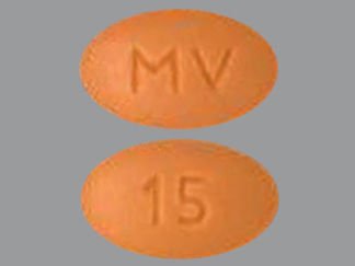 This is a Tablet imprinted with MV on the front, 15 on the back.