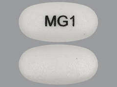 This is a Tablet Er Gastric Retention 24 Hr imprinted with MG1 on the front, nothing on the back.
