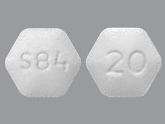 This is a Tablet Chewable imprinted with S84 on the front, 20 on the back.