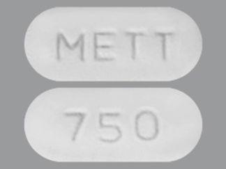 This is a Tablet imprinted with METT on the front, 750 on the back.