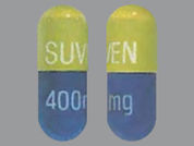 Fenoprofen Calcium: This is a Capsule imprinted with SUVEN on the front, 400 mg on the back.