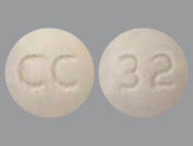 Solifenacin Succinate: This is a Tablet imprinted with CC on the front, 32 on the back.