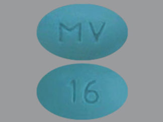 This is a Tablet imprinted with MV on the front, 16 on the back.