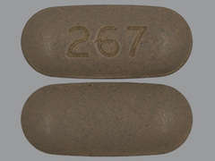 This is a beige oblong Tablet imprinted with 267 on the front, nothing on the back, and is manufactured by WESTMINSTER PHA.
