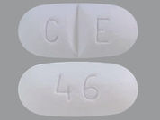 Oxaprozin: This is a Tablet imprinted with C E on the front, 46 on the back.