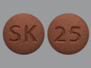 Xcopri: This is a Tablet imprinted with SK on the front, 25 on the back.