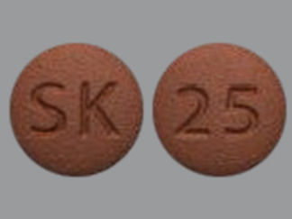 This is a Tablet imprinted with SK on the front, 25 on the back.