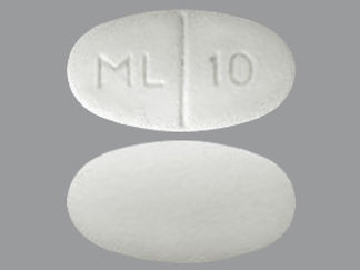 This is a Tablet imprinted with ML 10 on the front, nothing on the back.