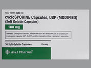 Cyclosporine: This is a Capsule imprinted with S100 on the front, nothing on the back.