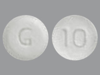 This is a Tablet imprinted with G on the front, 10 on the back.