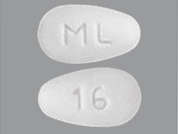 Losartan Potassium: Esto es un Tableta blanco teardrop imprimido con ML en la parte delantera, 16 en la parte posterior, y es fabricado por NOVADOZ PHARMAC.