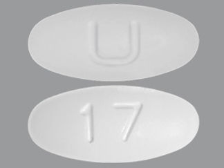 This is a Tablet imprinted with U on the front, 17 on the back.