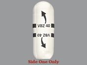 Ingrezza Sprinkle: This is a Capsule Sprinkle imprinted with VBZ 40 on the front, VBZ 40 on the back.