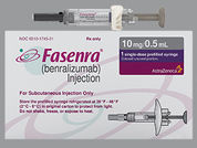 Fasenra: This is a Syringe imprinted with nothing on the front, nothing on the back.