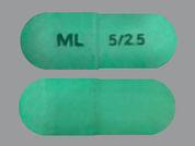 Clidinium W/Chlordiazepoxide: This is a Capsule imprinted with ML on the front, 5/2.5 on the back.