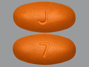 Darunavir: Esto es un Tableta imprimido con J en la parte delantera, 7 en la parte posterior, y es fabricado por None.