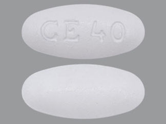 This is a Tablet imprinted with CE 40 on the front, nothing on the back.