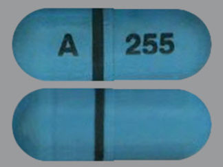 This is a Capsule Er 24 Hr imprinted with A on the front, 255 on the back.
