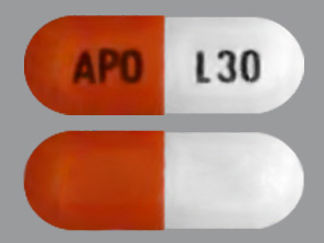 This is a Capsule imprinted with APO on the front, L30 on the back.