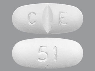 This is a Tablet imprinted with C E on the front, 51 on the back.