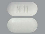 Naproxen: This is a white oblong Tablet Dr imprinted with N 11 on the front, nothing on the back, and is manufactured by ANI PHARMACEUTI.