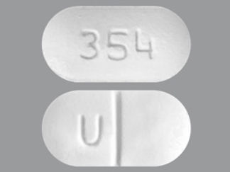 This is a Tablet imprinted with U on the front, 354 on the back.