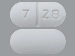 This is a white oblong Tablet Er 12 Hr imprinted with 7 28 on the front, nothing on the back, and is manufactured by VIONA PHARMACEU.