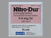 Nitro-Dur: This is a Patch Transdermal 24 Hours imprinted with Nitro-Dur and logo on the front, nothing on the back.