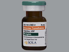 This is a light yellow Vial imprinted with nothing on the front, nothing on the back, and is manufactured by SOLA PHARMACEUT.