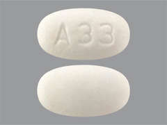 This is a Tablet Dr imprinted with A33 on the front, nothing on the back.
