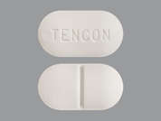 Tencon: This is a white oblong Tablet imprinted with TENCON on the front, nothing on the back, and is manufactured by INT'L ETHICAL.