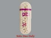 Pertzye: This is a clear oblong Capsule Dr imprinted with DCI on the front, 24 on the back, and is manufactured by DIGESTIVE CARE.