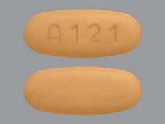 Esto es un Tableta LP naranja oval imprimido con A121 en la parte delantera, nada en la parte posterior, y es fabricado por SLATE RUN PHARM.