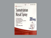 Sumatriptan: This is a white Spray Non-aerosol imprinted with nothing on the front, nothing on the back, and is manufactured by PRASCO LABS.