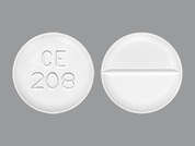 Sulfadiazine: Esto es un Tableta blanco redondo imprimido con CE  208 en la parte delantera, nada en la parte posterior, y es fabricado por CHARTWELL RX LL.